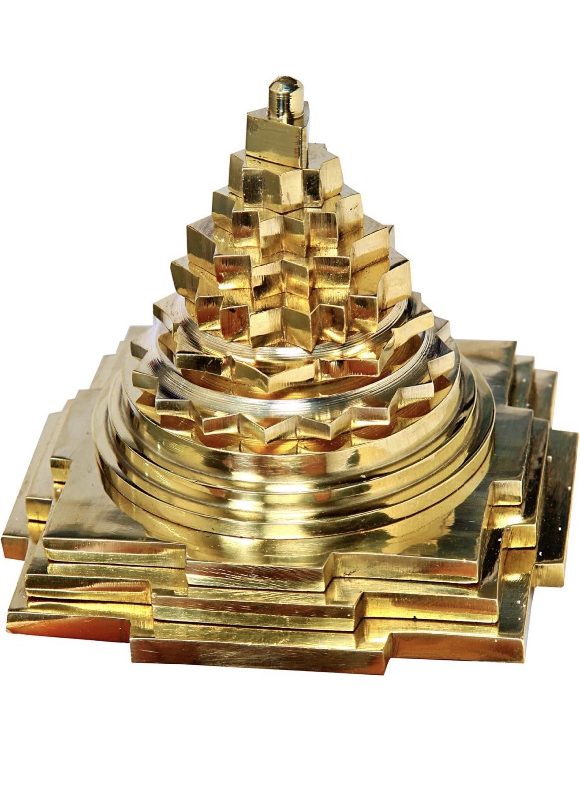 Meru Shree Yantra Original Solid Brass Maha Meru 3x3 Inch Gold Religious Puja