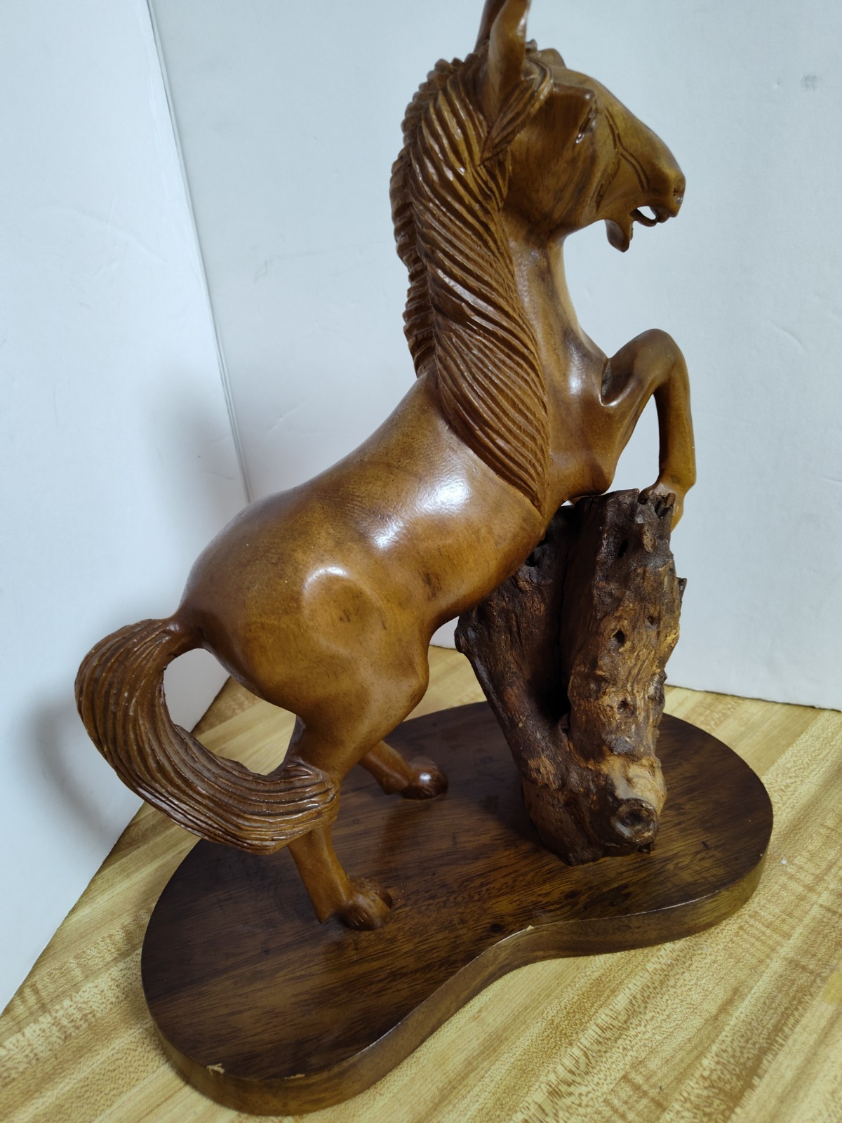 Vintage Majestic Hand Carved Wooden Stallion Horse Statue FolkArt 14”t X 11 Vintage Majestic Hand Carved Wooden Stallion Horse Statue FolkArt 14”t X 11