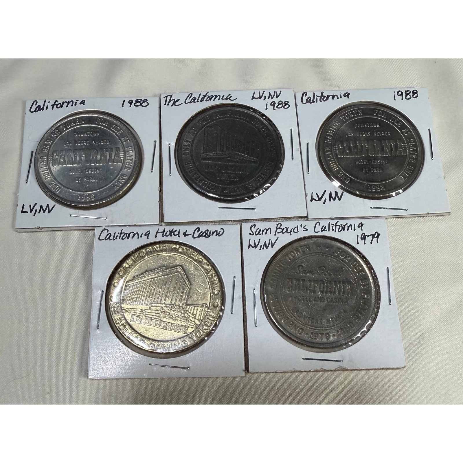 Lot of 5 Vintage California Hotel Casino Las Vegas $1 Gaming Tokens 1979 1988 Lot of 5 Vintage California Hotel Casino Las Vegas $1 Gaming Tokens 1979 1988