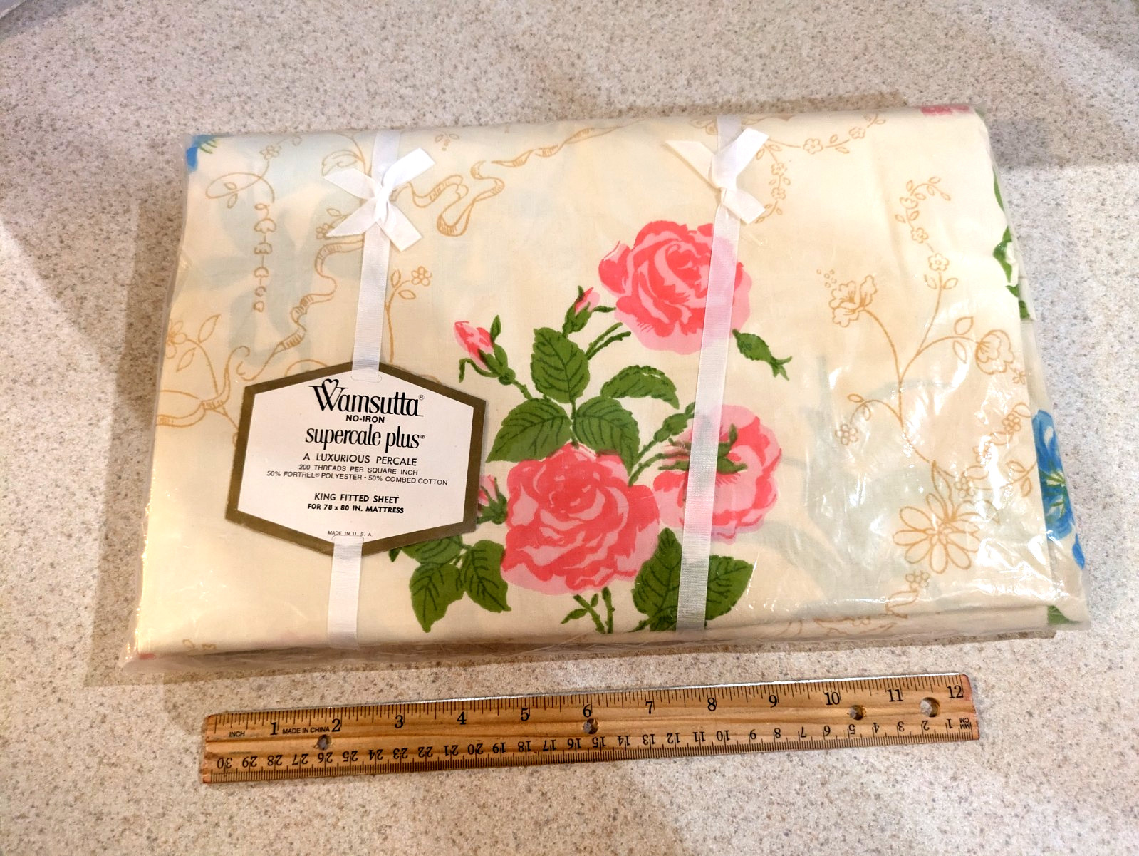 Vintage Wamsutta KING Fitted Sheet The Botanical Garden 200 Thread New  Sealed