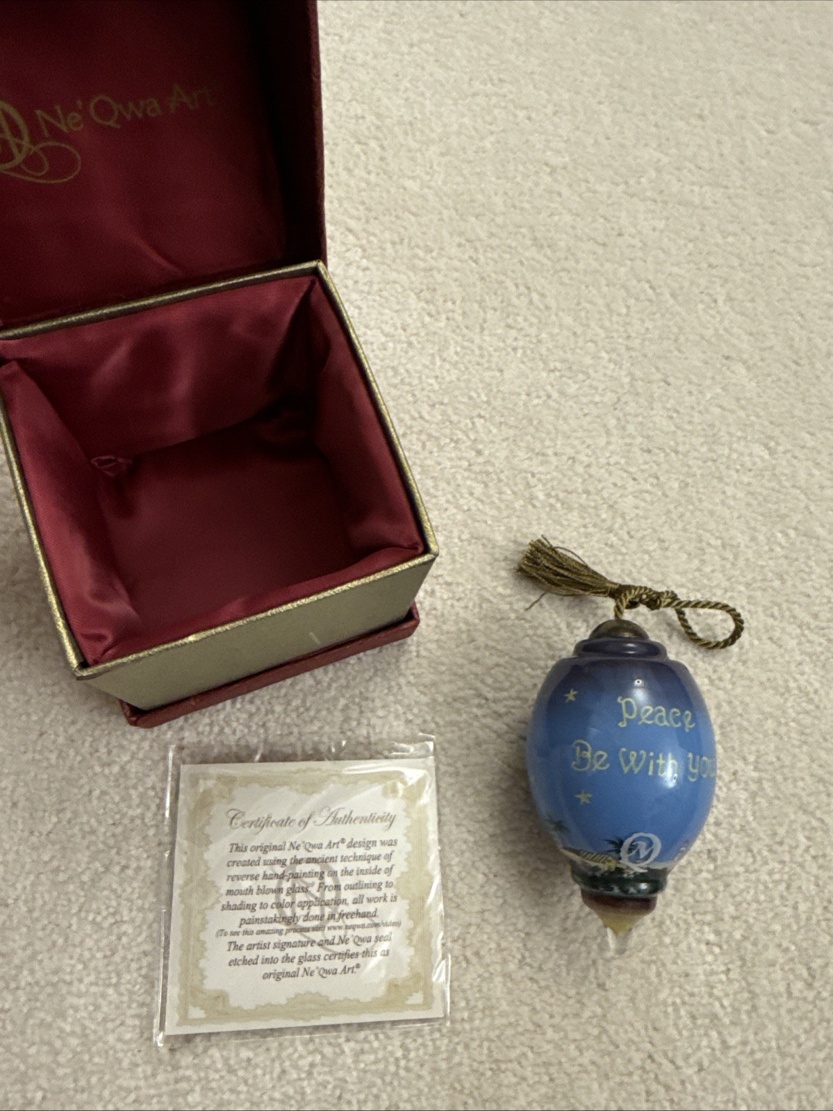 Ne’qwa Art Hand Painted Glass Ornament “peace Be With You”