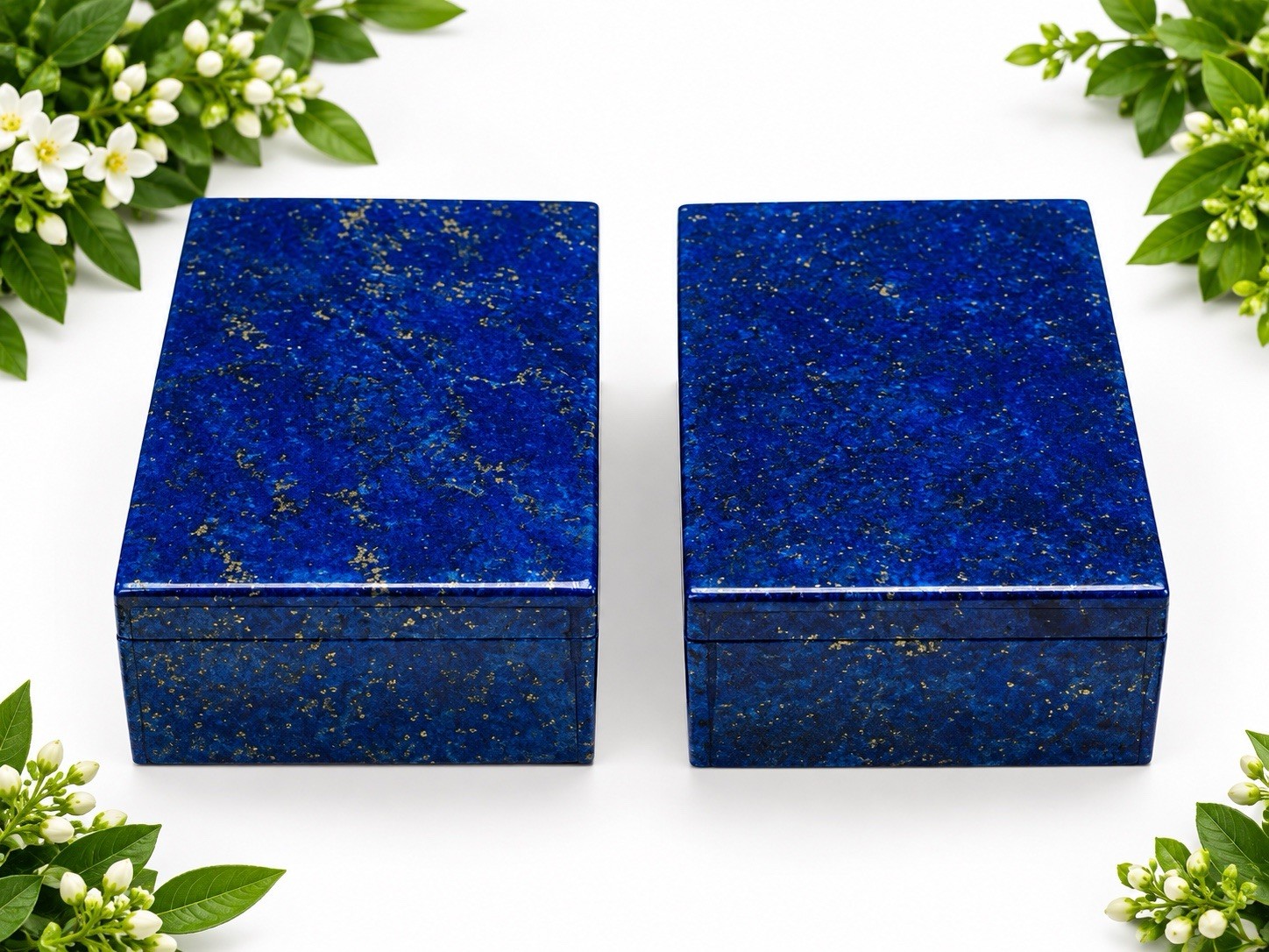 Pair of Handmade Blue Lapis Lazuli Stone Jewelry Boxes Matching Set 2 Box Pair of Handmade Blue Lapis Lazuli Stone Jewelry Boxes Matching Set 2 Box