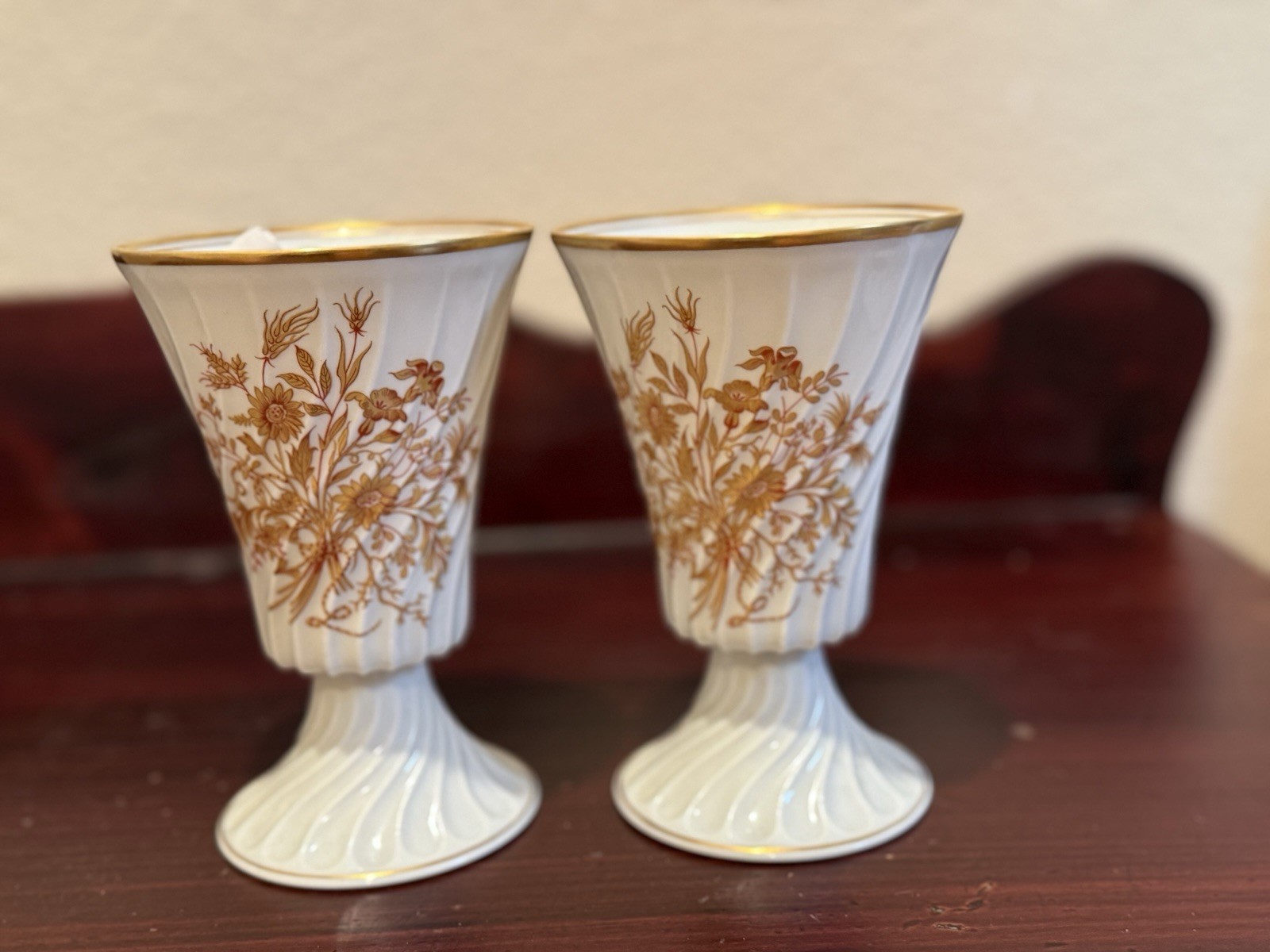 Vintage Haviland Limoges Art Deco 1920s All-Gold Floreal Goblets. New Condition.
