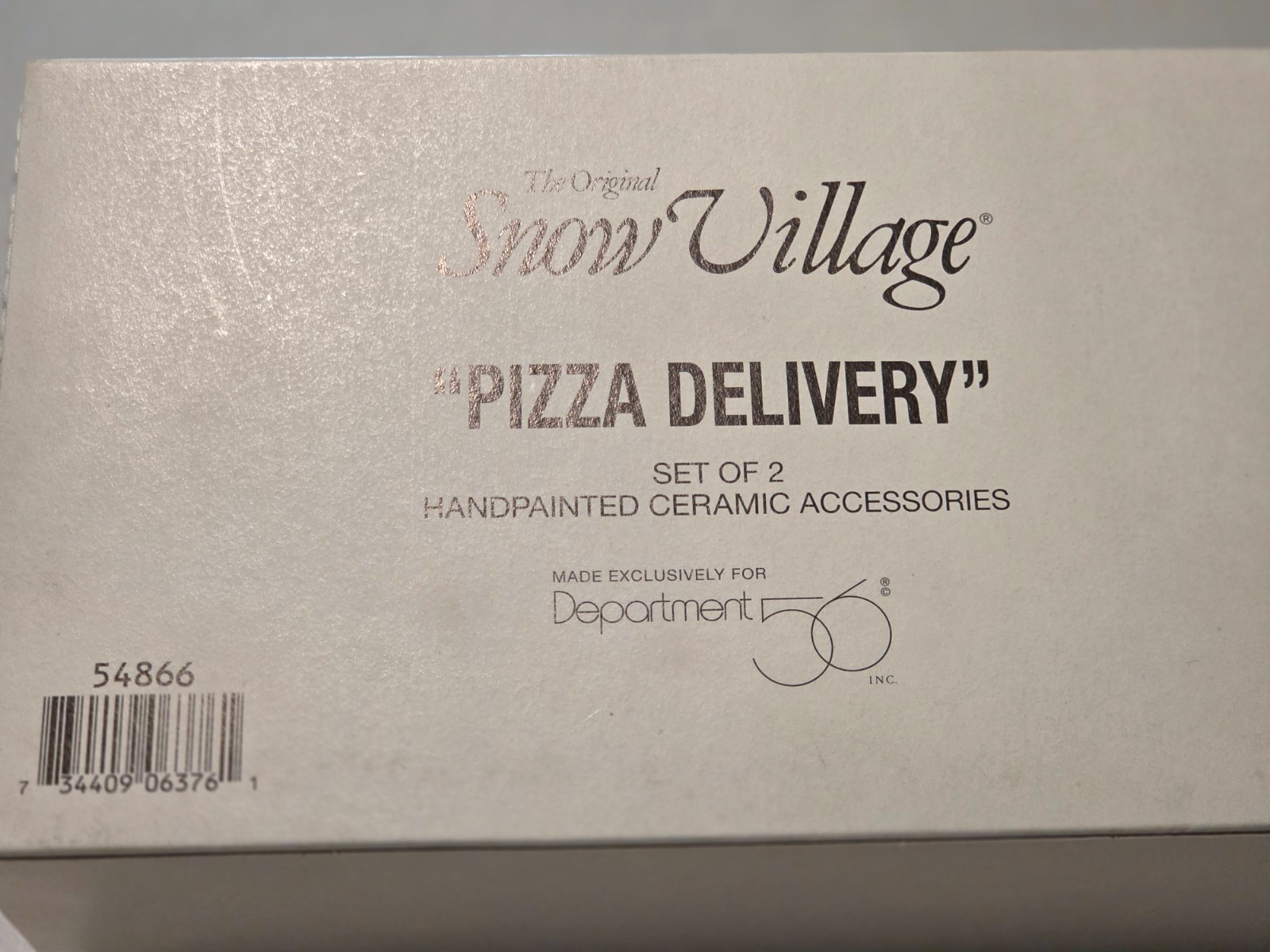 Vintage 1998 Dept 56 Snow Village ‘PIZZA DELIVERY’ SET OF 2 #54866 RETIRED
