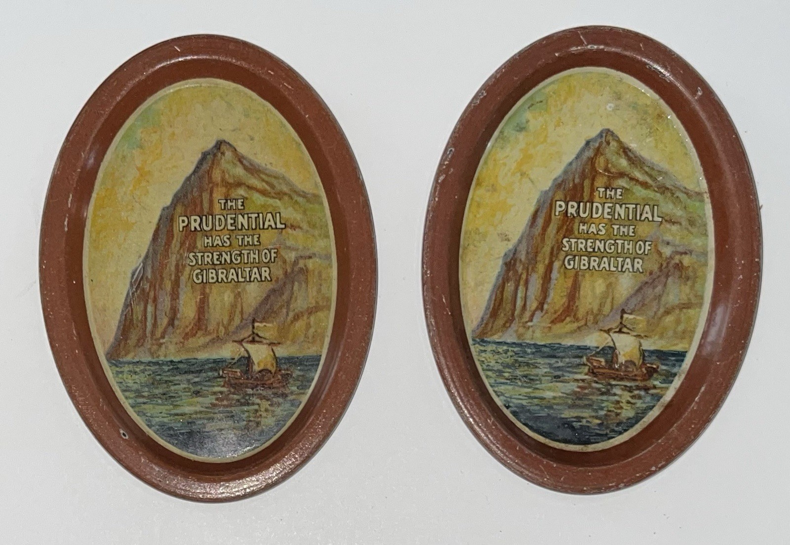 X2 - VINTAGE PRUDENTIAL INSURANCE OVAL TIP TRAYs Lot of 2