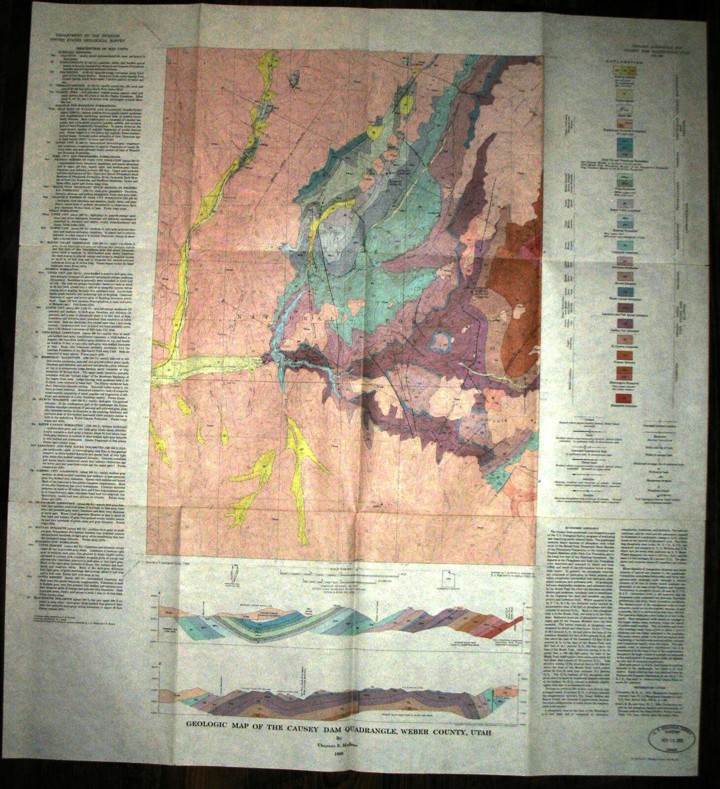 U.S. Interior Geologic Map/The Causey Dam Quadrangle Weber County, Utah/1969