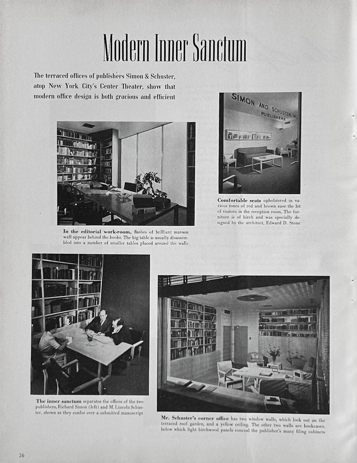 Terraced Offices Of Publishers Simon & Schuster Atop Center Theater 1941 NY