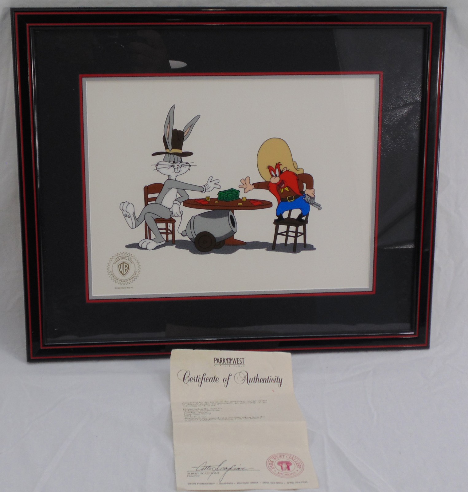 Warner Brothers Bugs Bunny Yosemite Sam Loaded Hands Serigraph Art Cel