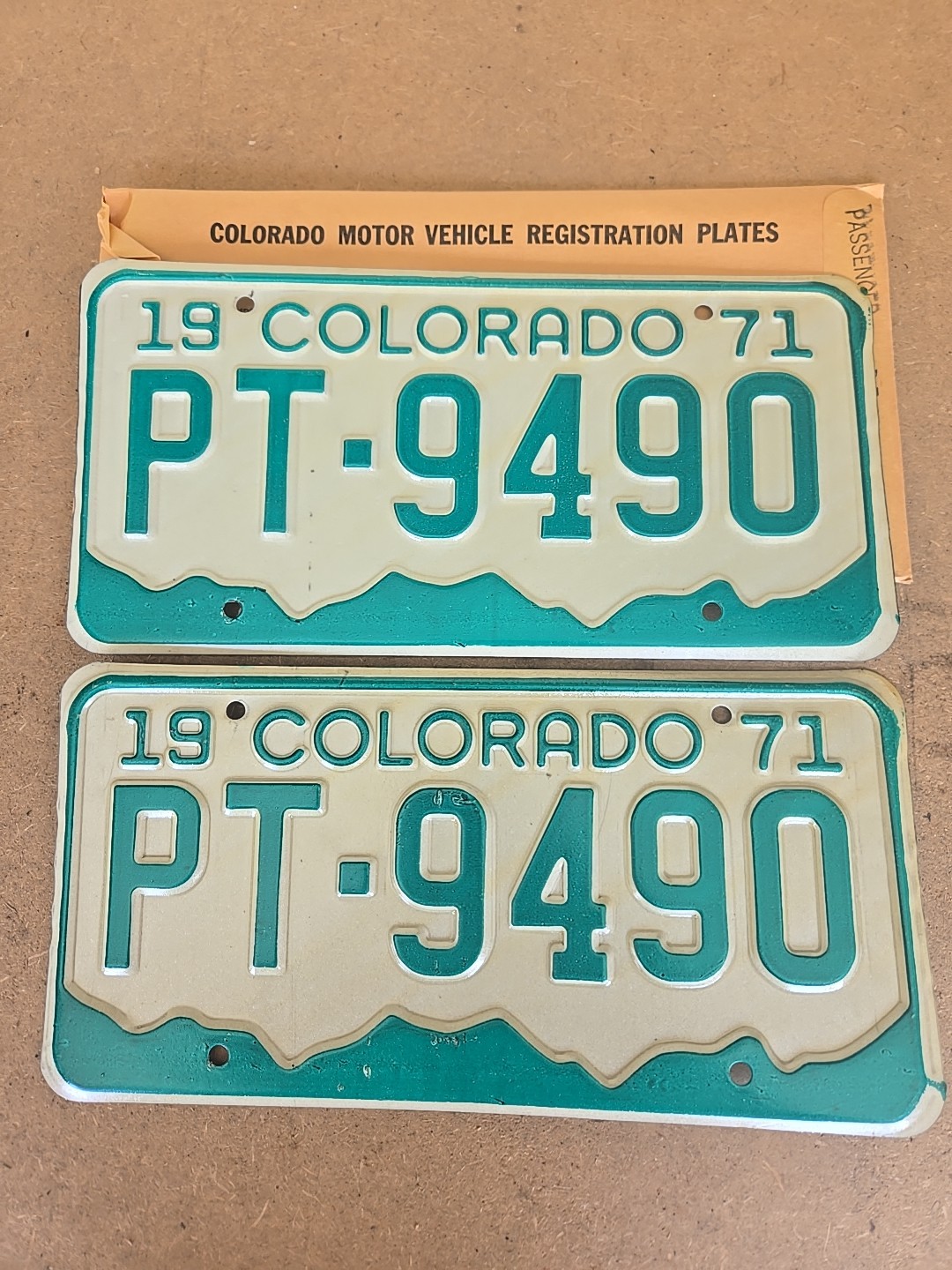  1971 Colorado License Plates PASSENGER  RAT ROD PAIR NEW  MAN CAVE