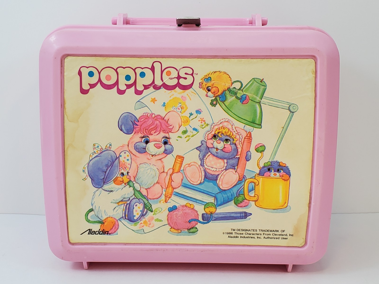 Vintage 1986 Aladdin Popples Plastic Lunch Box Pink No Thermos