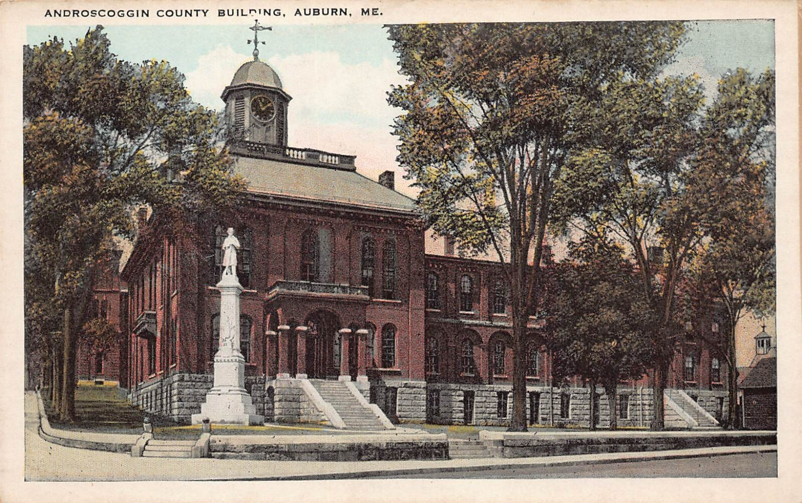 Auburn ME Maine Androscoggin County Courthouse Court House 1920s Vtg Postcard O1