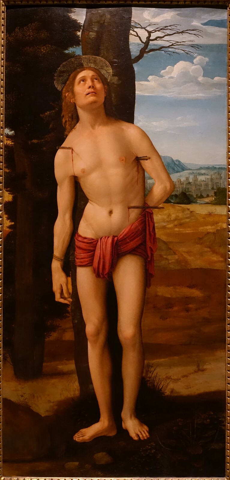 Holy Card of Saint Sebastian Plus a Silver Oxidized Medal of  Sebastian Athletes