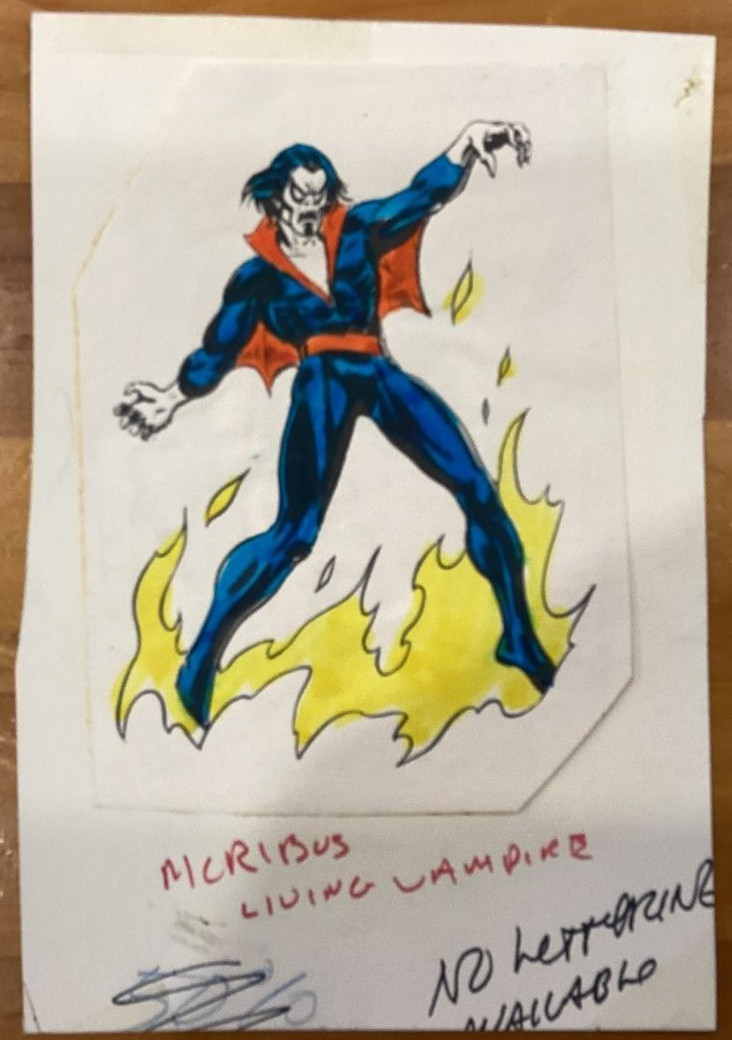 RARE 1974 Marvel Comic Book Heroes 1/1 MORIBUS ORIGINAL ARTWORK-Topps Vault COA