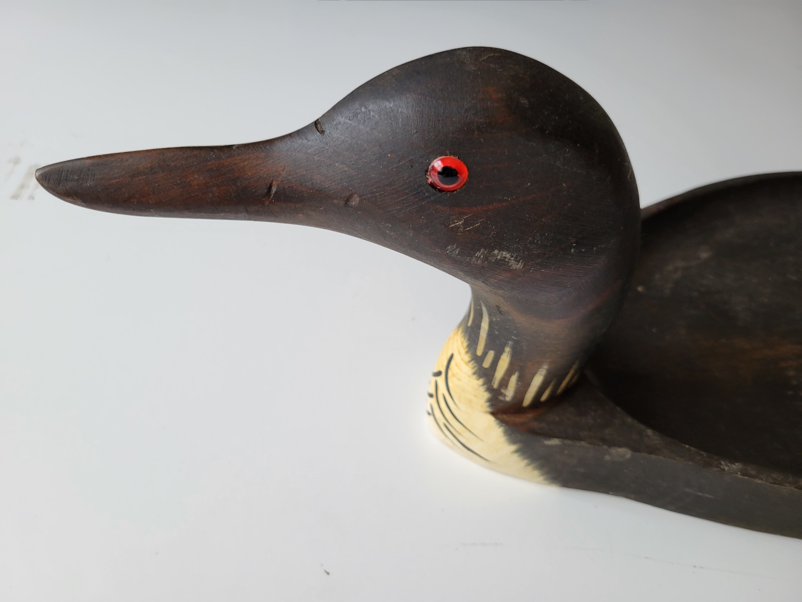 Vintage French Broad River Decoy CO. Wooden Duck Loon Decoy With Glass Eyes Vintage French Broad River Decoy CO. Wooden Duck Loon Decoy With Glass Eyes