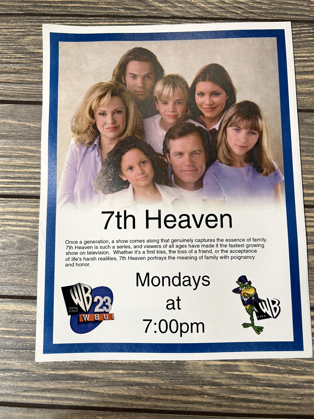 Vintage 7th Heaven WB 23 WBUI Flyer Ad Promo 8.5” x 11\