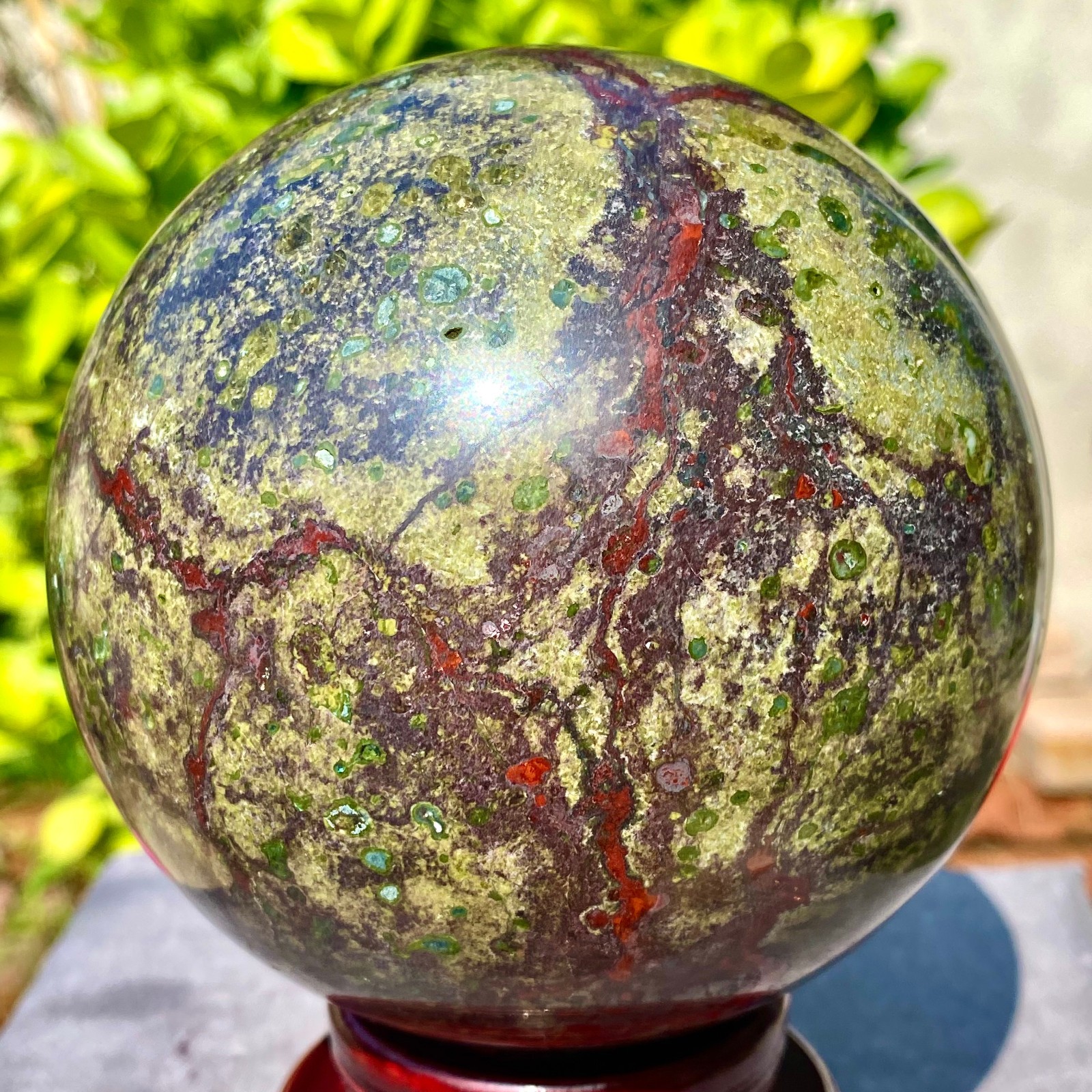 4.7LB LargeNatural dragon blood stone quartz sphere crystal ball reiki healing