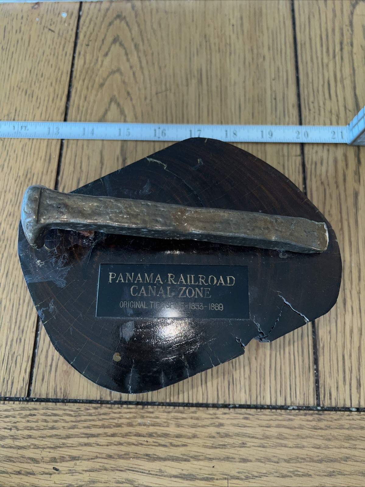 Original Rail Tie & Spike Panama Railroad 1853-1869 on Wood