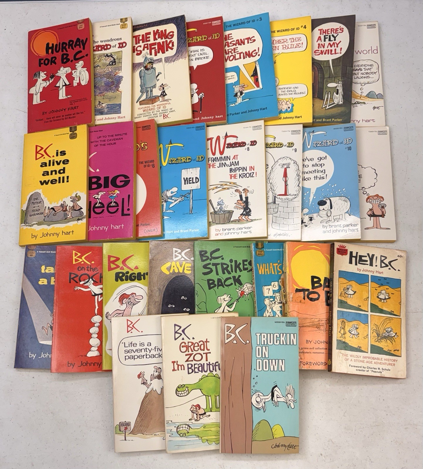 Lot Of 27 1960's-70's B.C. & Wizard Of ID PB Lot, Johnny Hart, NICE, CLEAN Books