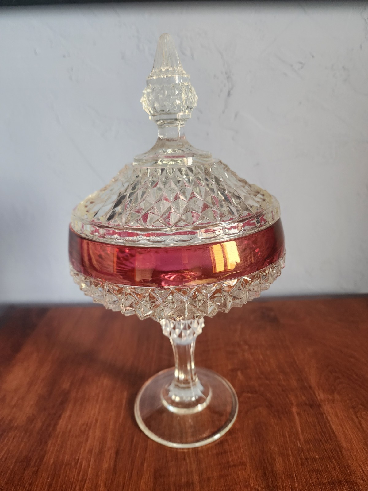 Vintage  Indiana Glass Ruby Red Diamond Point 12