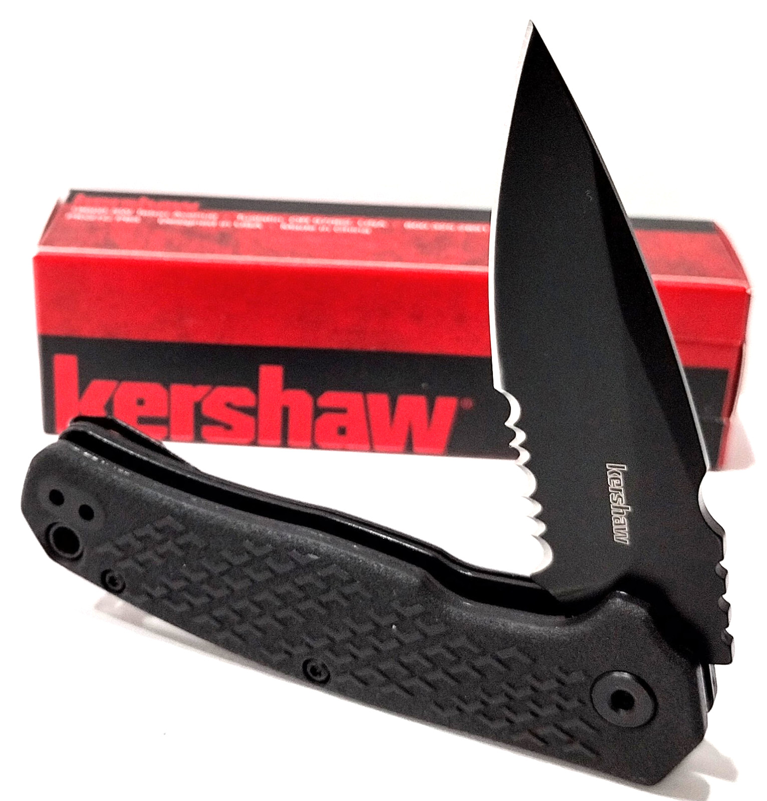 KERSHAW 1407ST Black Conduit Serrated Spring Open Assisted Tactical Pocket Knife