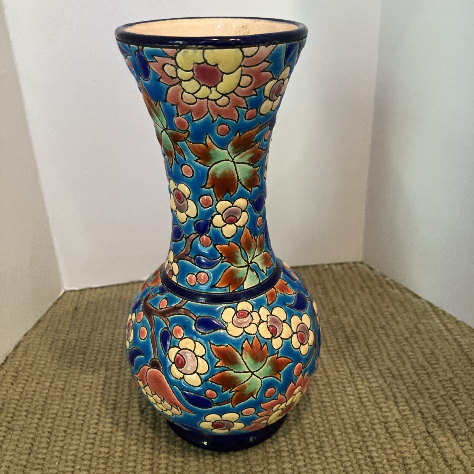 LONGWY Vase Decor a la Main French Enameled  7 \