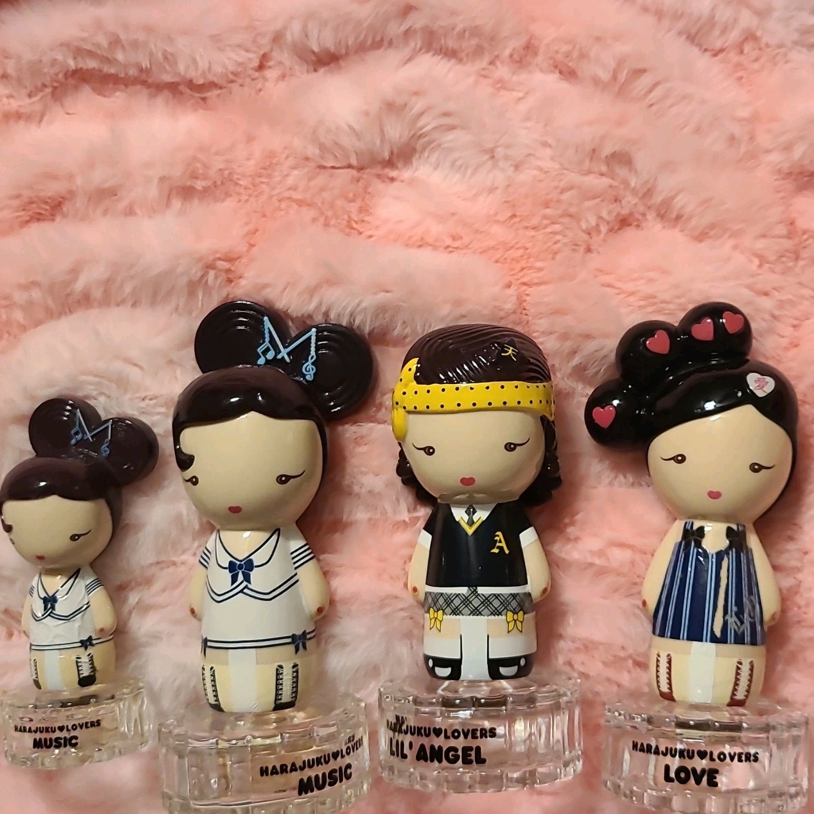Lot of 4 Gwen Stefani's Harajuku Lovers Lil' Angel & Music Doll Perfume Bottles 