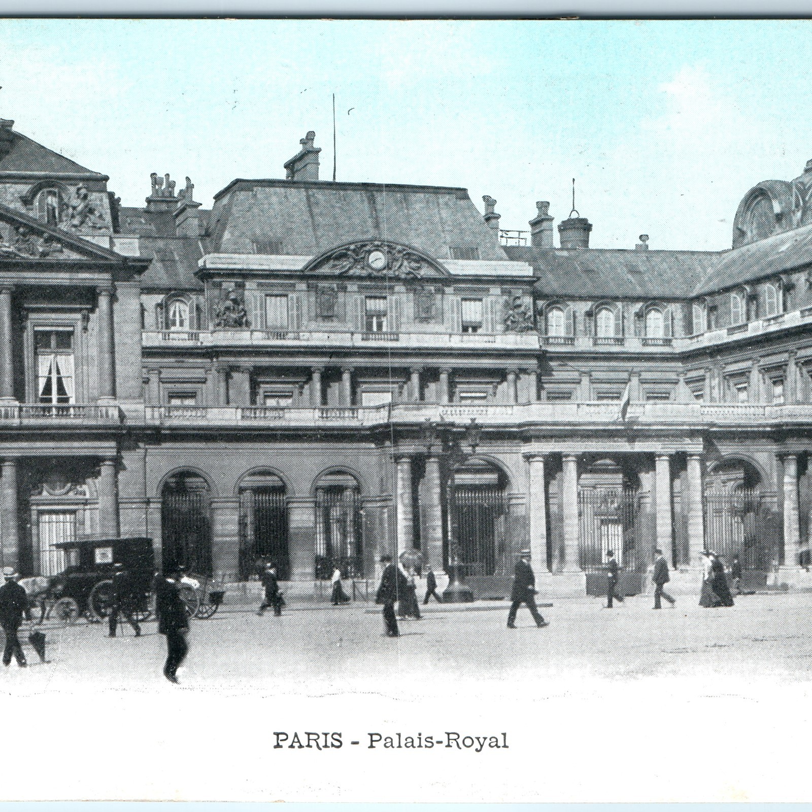 c1900s Paris, France Palais-Royal Colonnade Carriages Pedestrians Street A354