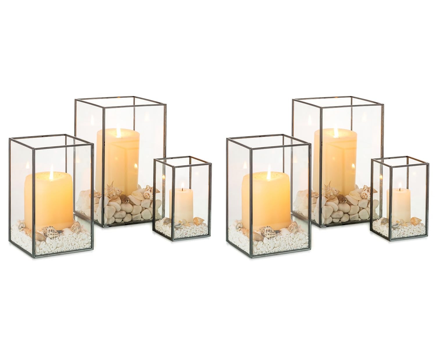 Nuptio Hurricane Glass Candle Holders 6 Pcs Clear Lantern Pillar Candles Holder