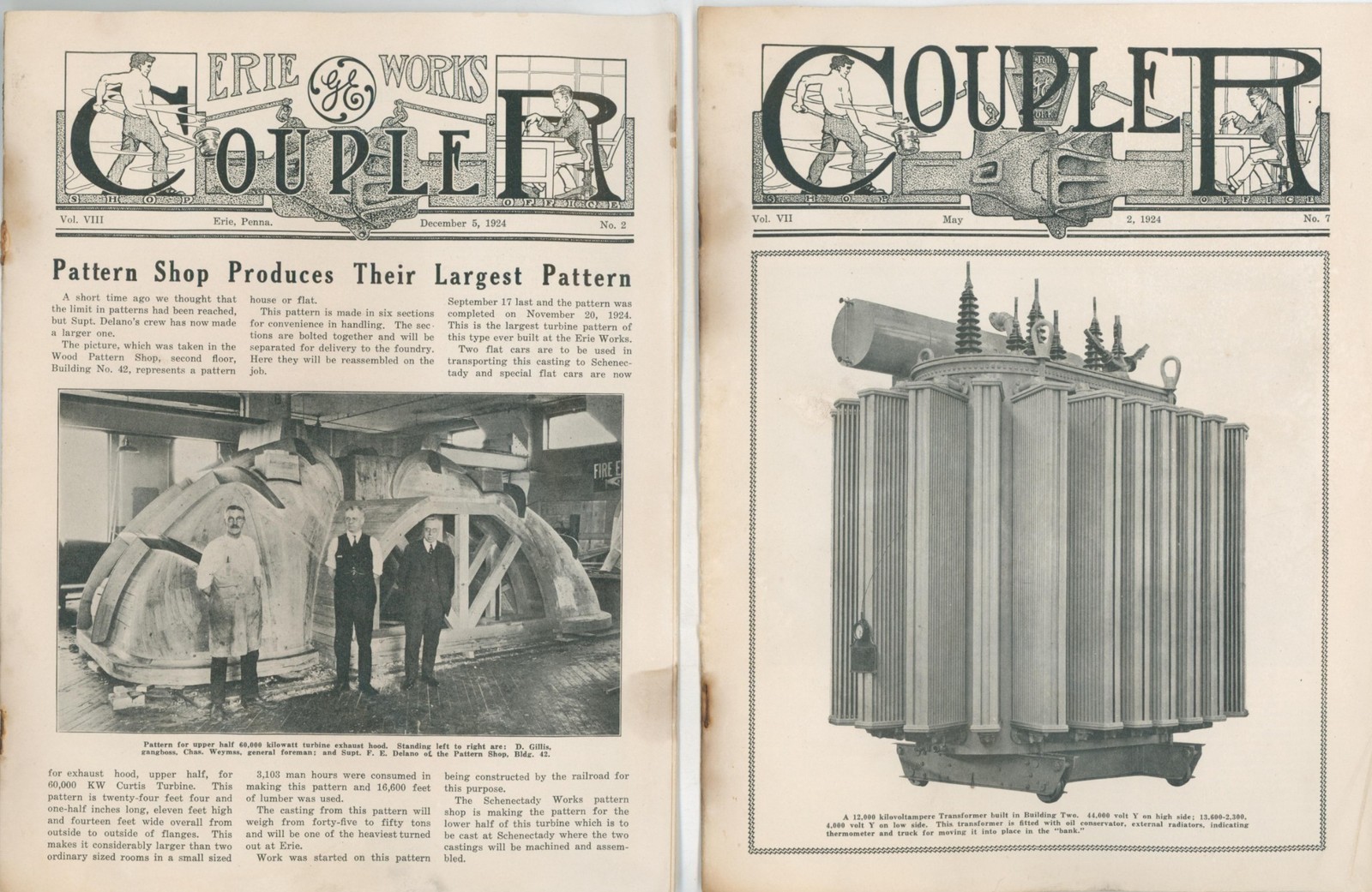 1924 General Electric Coupler Erie PA Works Mag Turbine Pattern Factory Photos 2