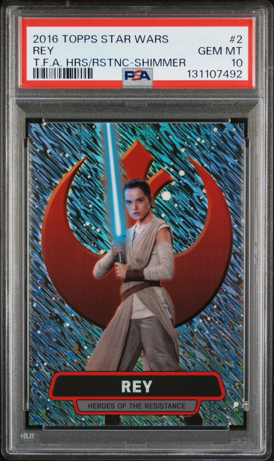 Rey 2016 Star Wars The Force Awakens Chrome Shimmer Refractor /50 PSA 10 #2