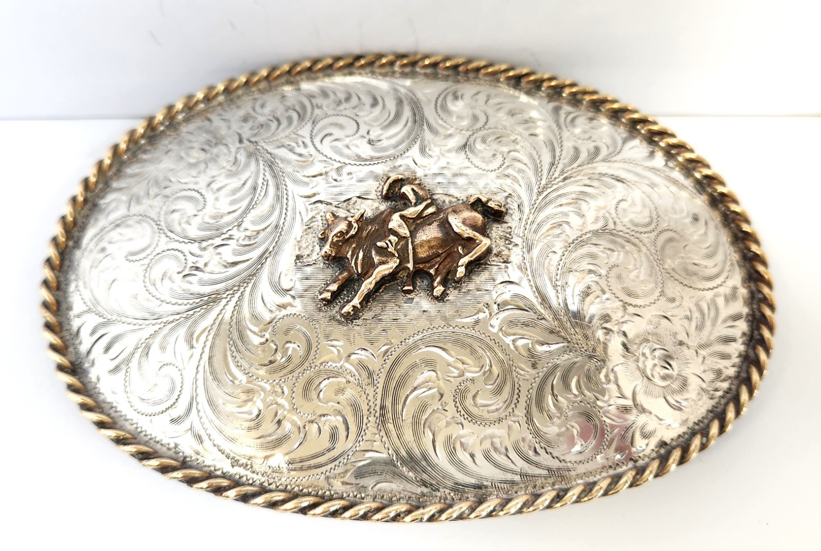 Sterling DIABLO RODEO BULL RIDER Belt Buckle 5.25\ Sterling DIABLO RODEO BULL RIDER Belt Buckle 5.25\