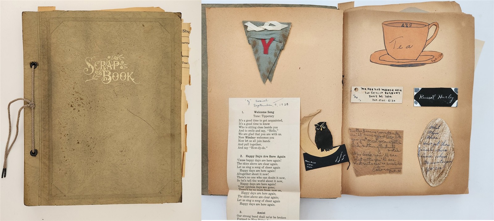 1931 antique SCRAPBOOK bridgewater va OLIVIA COOL Blue Ridge College music