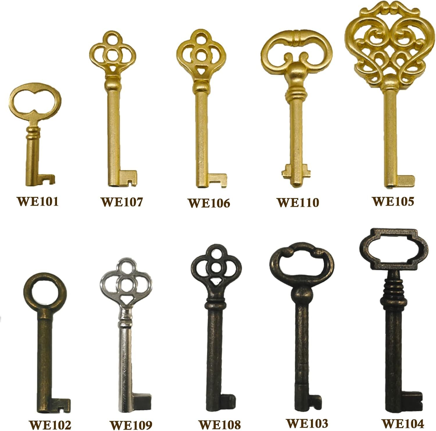 10PCS Universal Skeleton Keys For Vintage Antique Furniture Old Style Cabinets