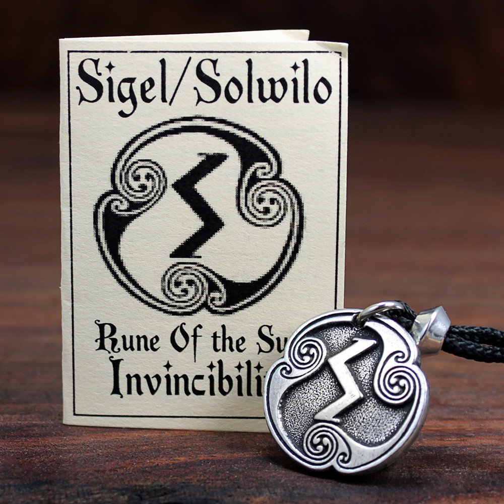 Pewter Sigel Sun Rune Norse Viking Asatru Amulet Sowilo Saugil Sigil Necklace