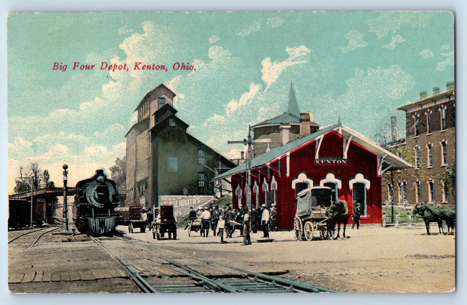 c1910\'s Big Four Depot Train Railroad Kenton Ohio OH Antique Posted Postcard