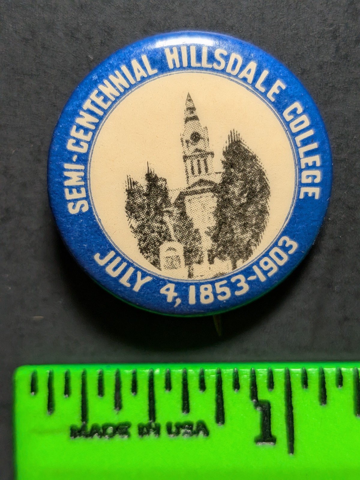 Vintage 1903 Hillsdale College Michigan Pinback Pin Vintage 1903 Hillsdale College Michigan Pinback Pin