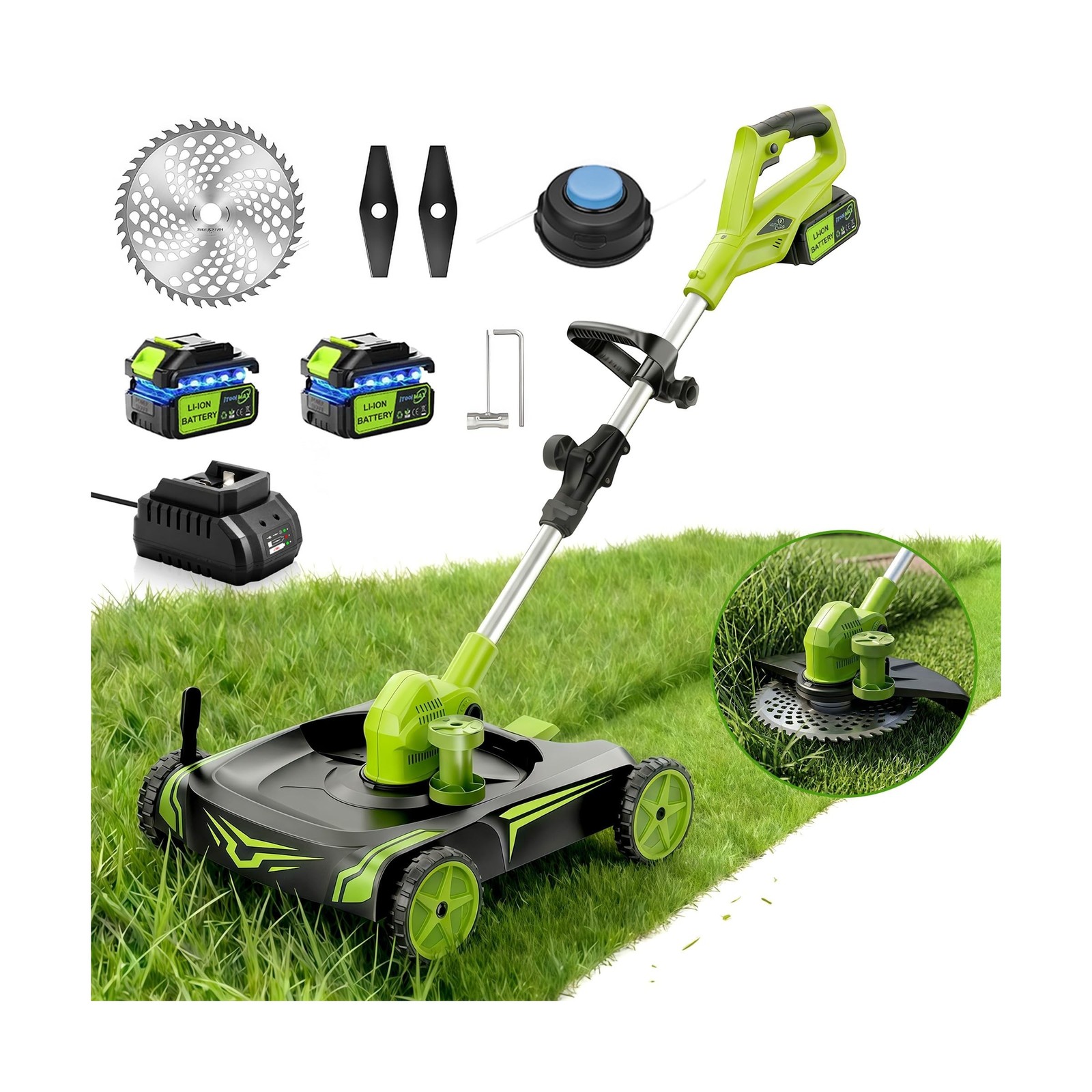 4-in-1 Electric Small Lawn Mower with Detachable Wheeled Base, 3 Position Cut... 4-in-1 Electric Small Lawn Mower with Detachable Wheeled Base, 3 Position Cut...
