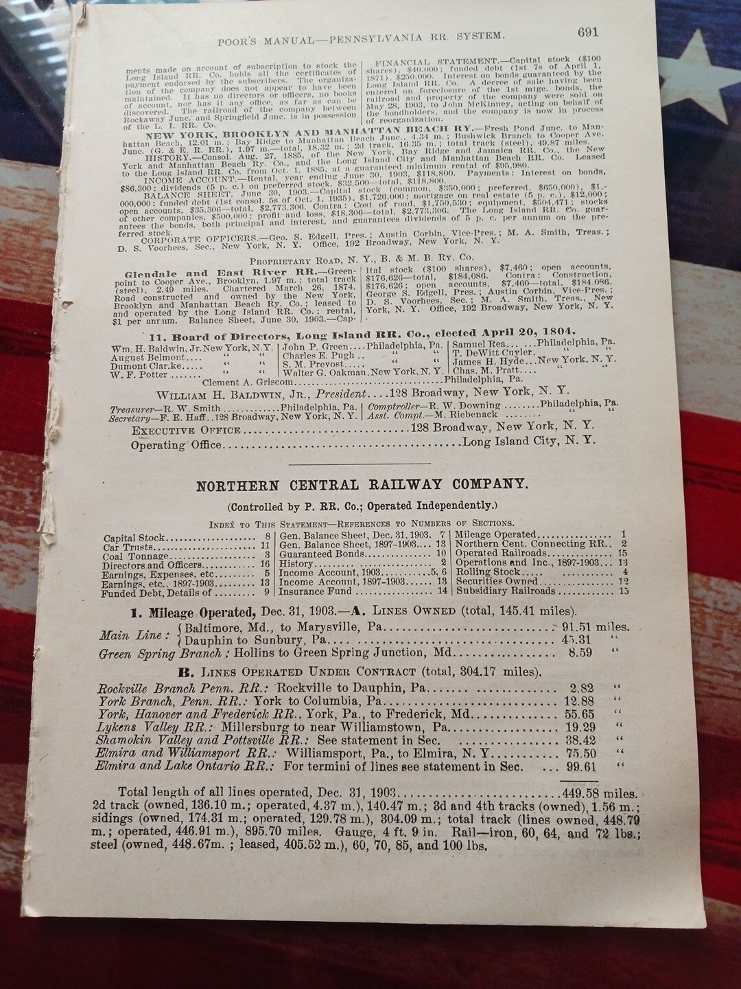 1904 train Report NORTHERN CENTRAL RAILWAY Dauphin Marysville Pennsylvania RR