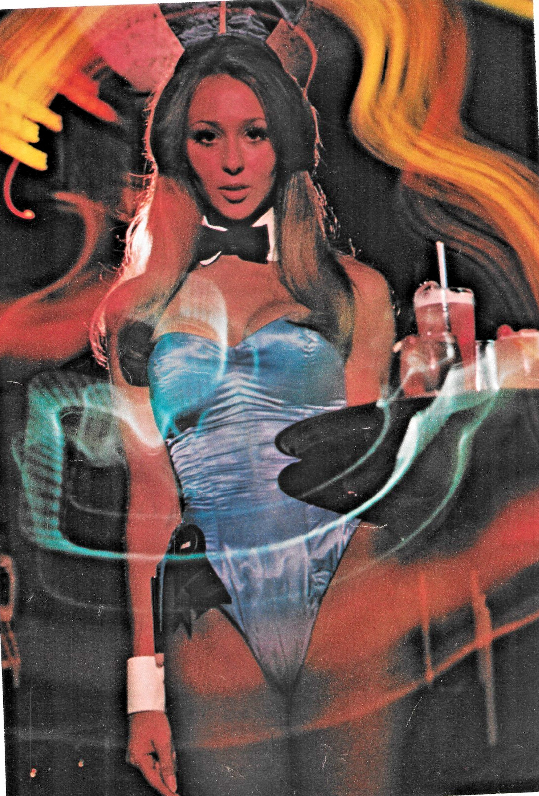 1970's Playboy Club Bunny with Drinks and Aura Bar Art Man Cave Print Pinup