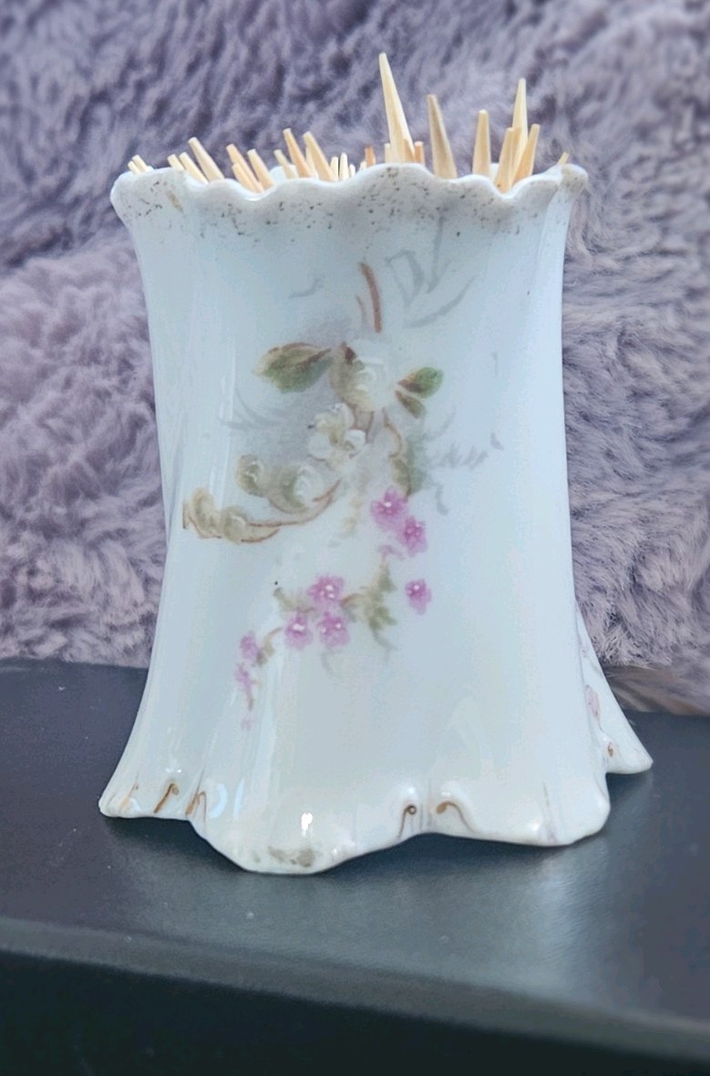 Antique Handpainted Toothpick Holder Versailles Germany Porcelain Floral Design