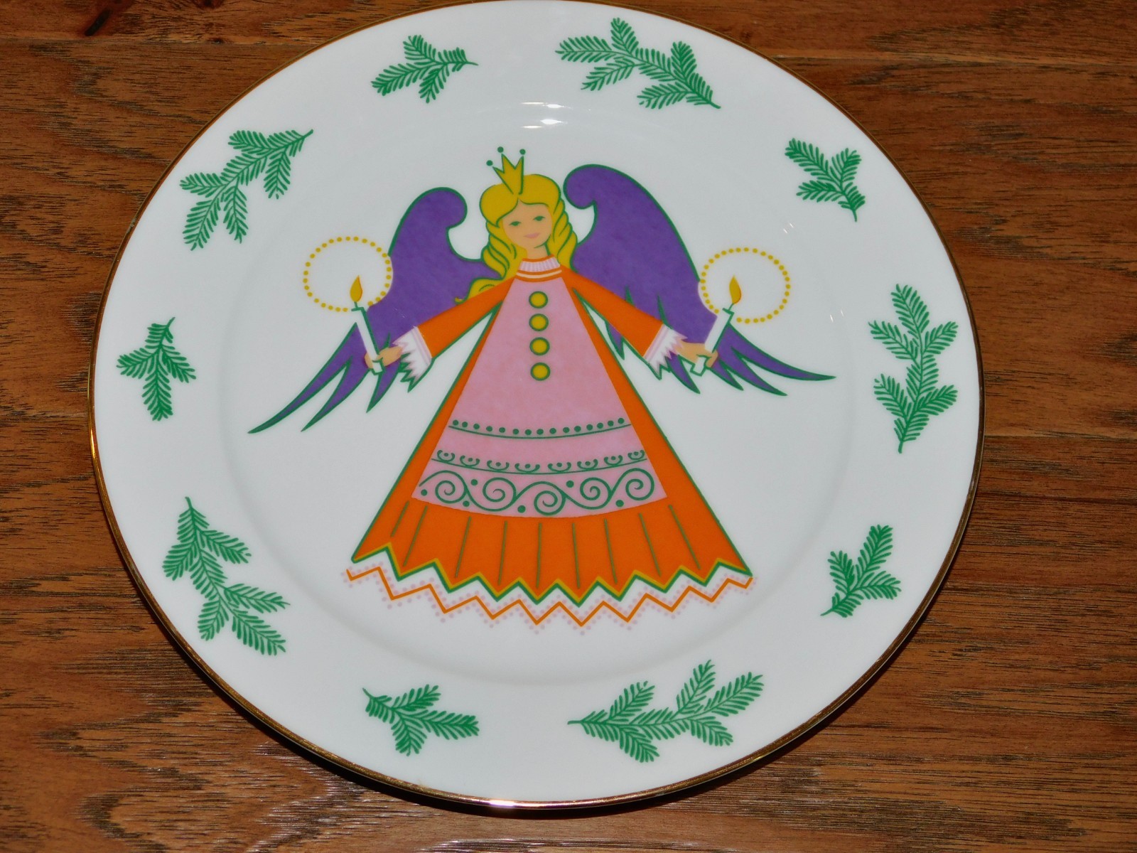 RARE Heinrich Porzellankulter Christmas Angel Plate Germany Folklore EXC VNTG