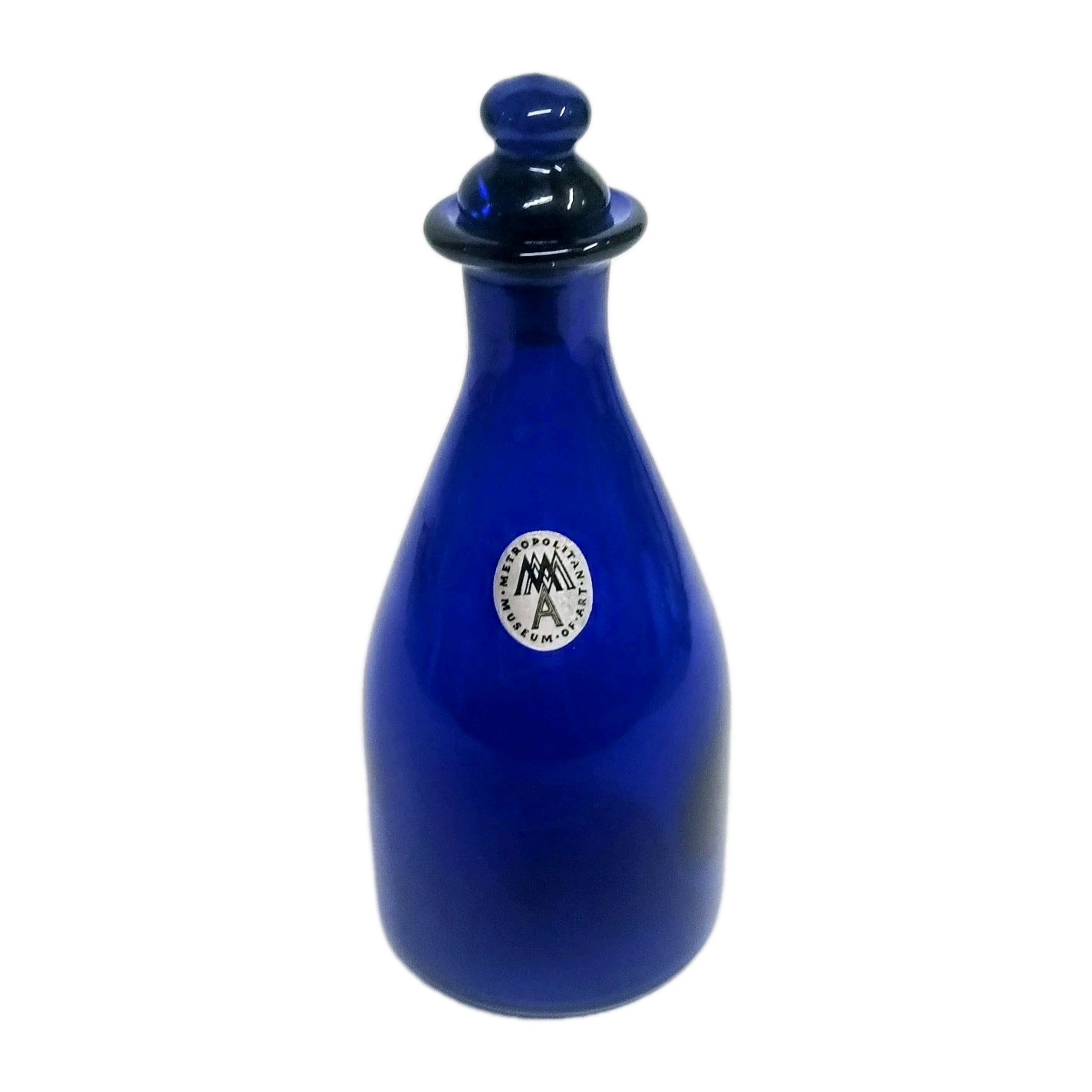 Rare Vintage MMA Metropolitan Museum 1840 Cobalt Blue Glass Bottle with Stopper