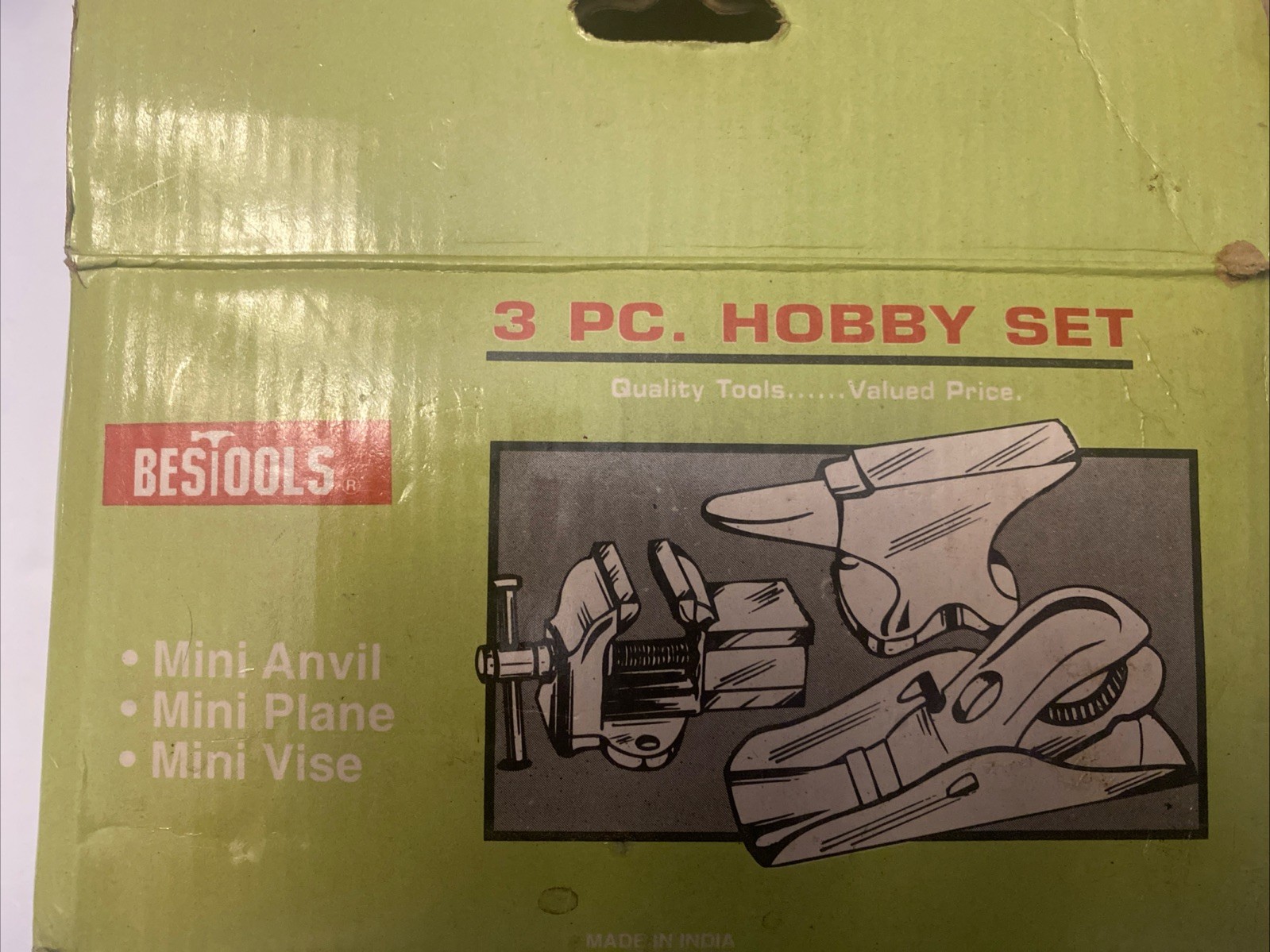 Vintage 3 PC Mini Hobby Tool Set Vice, Wood Plainer & Anvil New By Bestools
