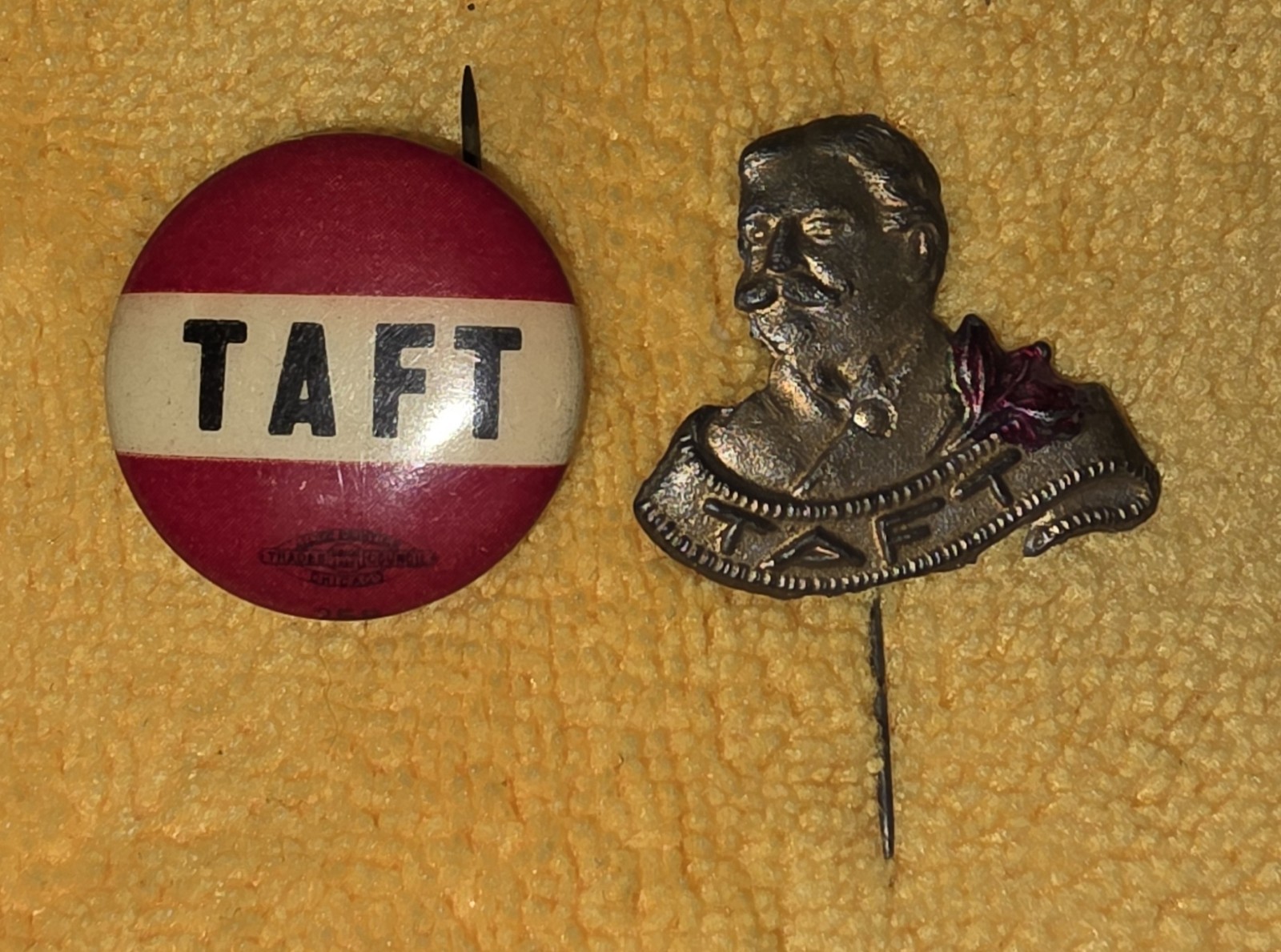 Antique 1908 William Howard Taft Presidential Campaign Pin Lot Celluloid Metal