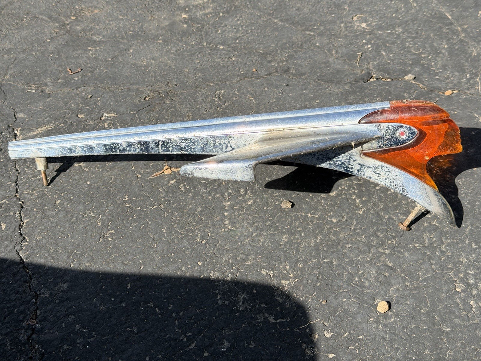 1950s PONTIAC Chieftain Original Hood Ornament Amber Flying Indian