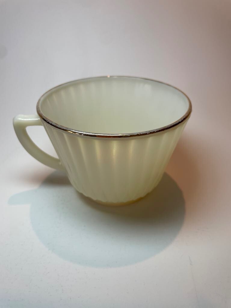 Vintage 1930s Macbeth Evan’s Petalware Cream Ringed Cremax Cup with Gold Trim