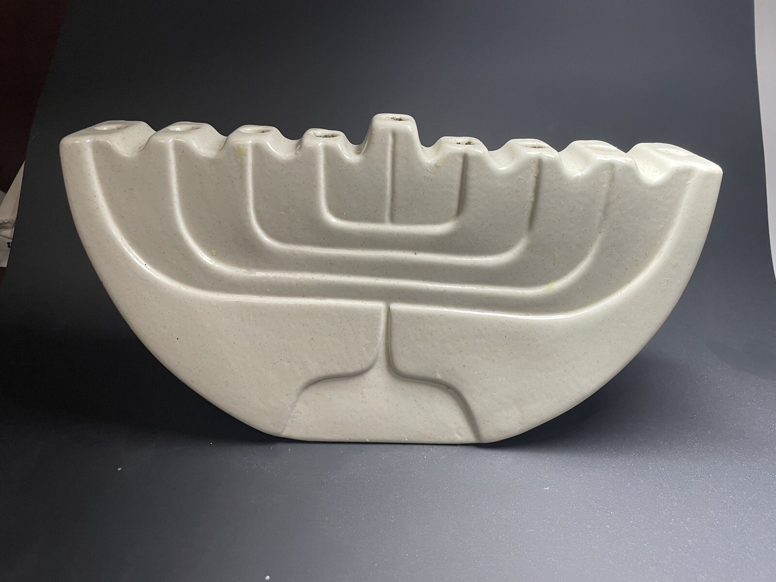 Lapid Pottery Hanukkah Lamp Menorah c1950s Israel Judaica 