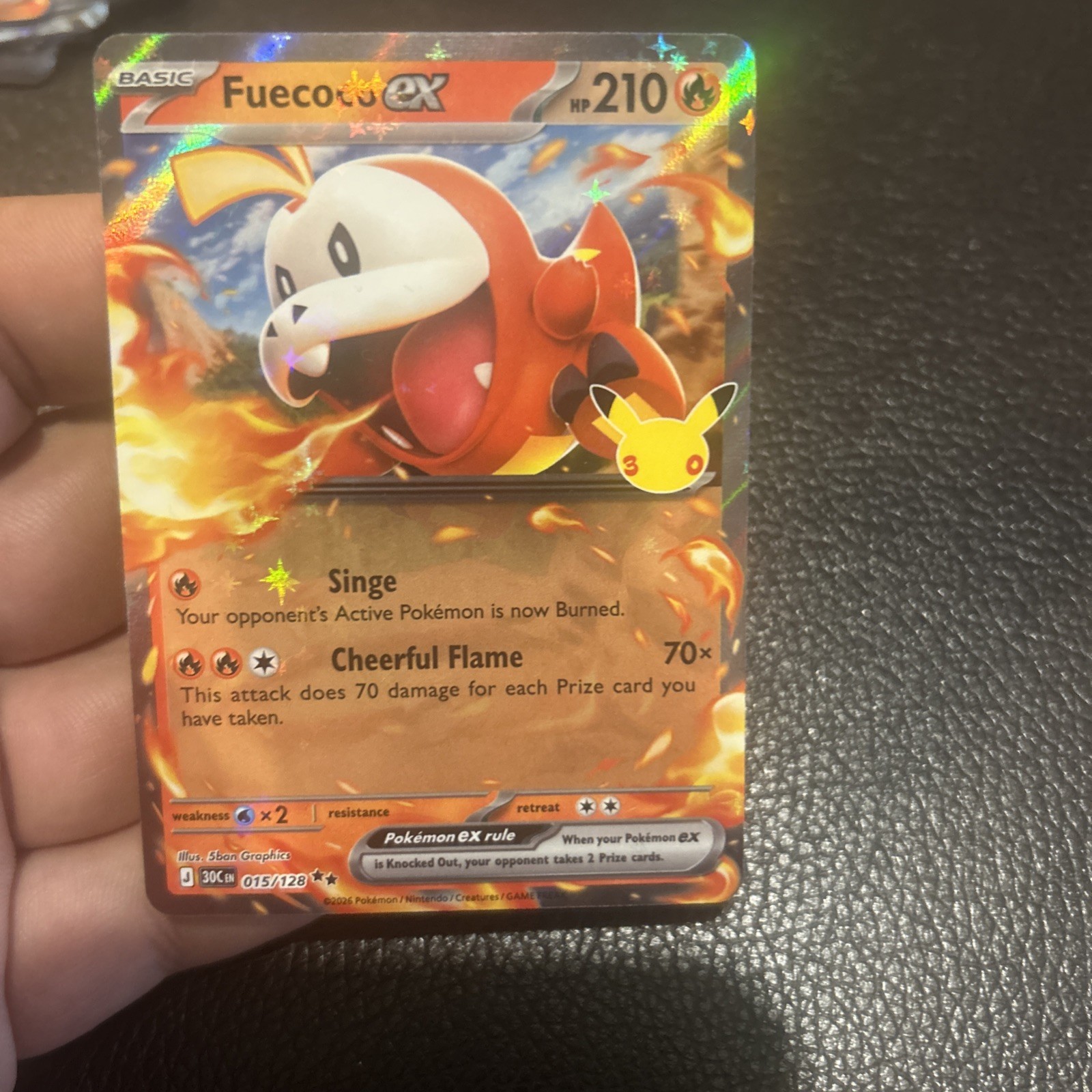The Pokémon Company Fuecoco ex 30th Anniversary EX Holo 015/128 Pack Fresh