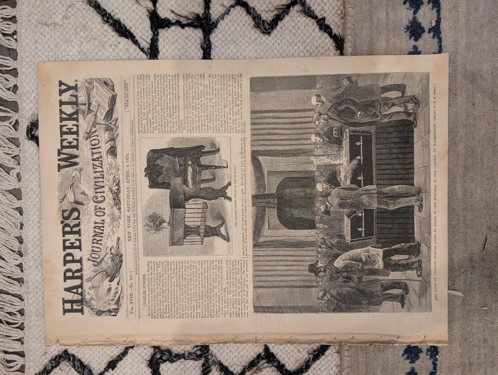 1874 Charles Sumner Lies in State · Sugar Making Texas · Victor Hugo Apr 4