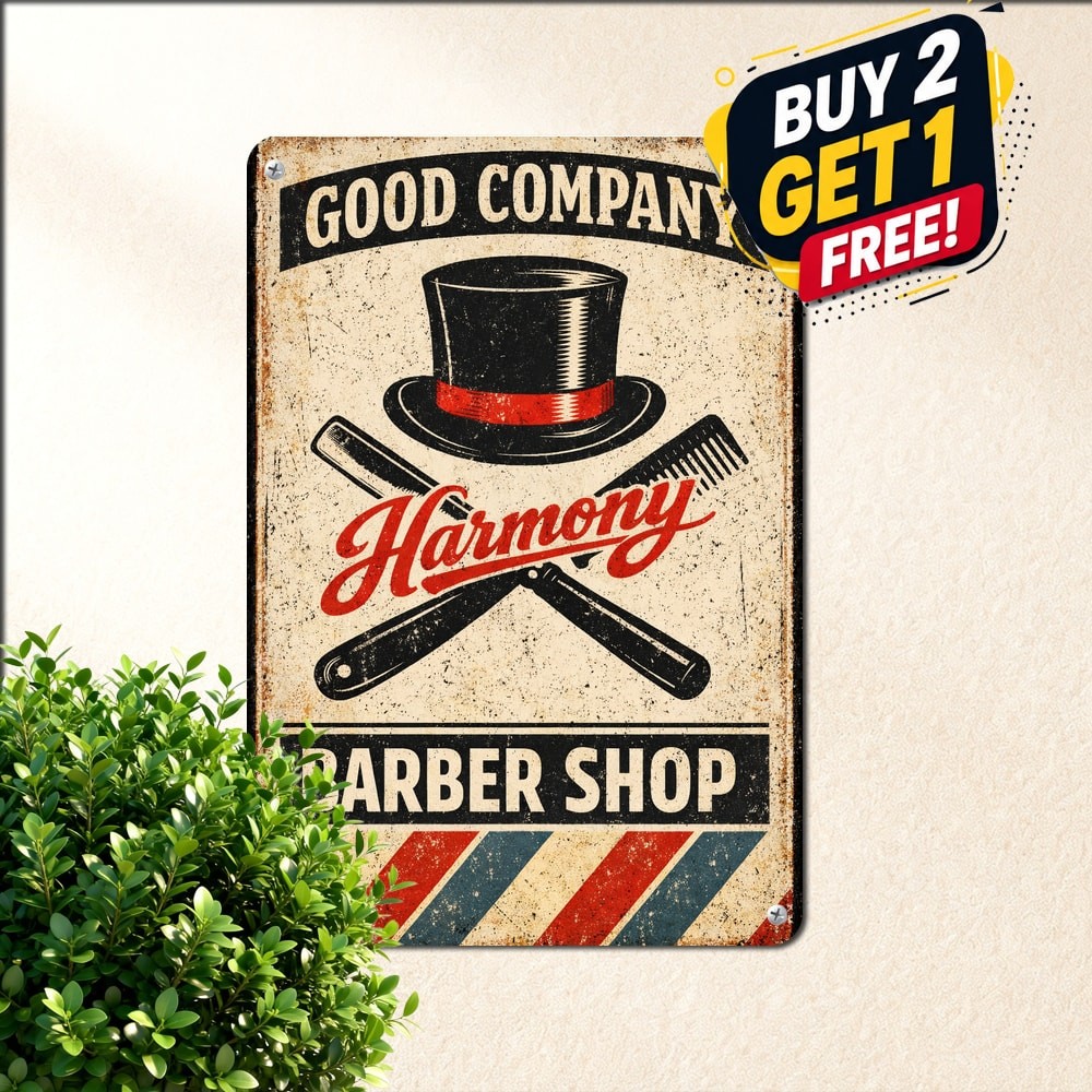 Barbershop Quartet Harmony Singing Sign Metal Tin Sign Music Room Decor 8x12